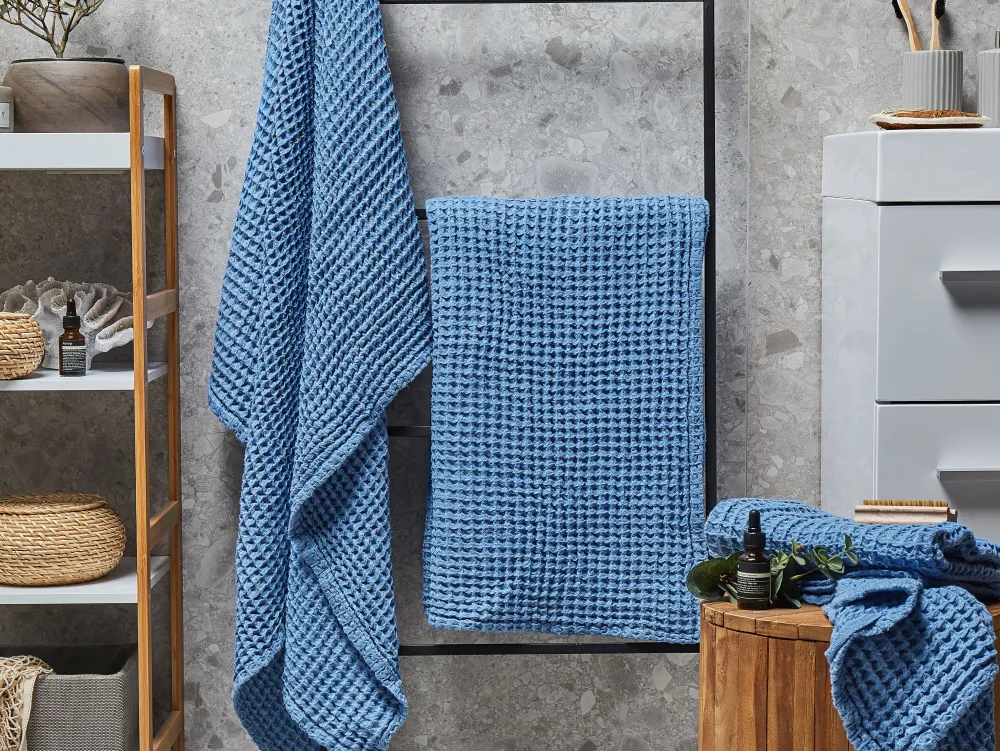 Hot Beliani Pyyhesetti 4 Kpl Sininen Puuvilla Areora