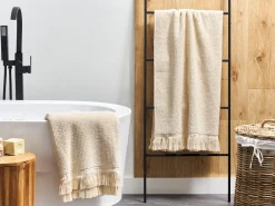 Tekstiilit<Beliani Pyyhesetti Puuvilla Beige 2 Kpl Atiu