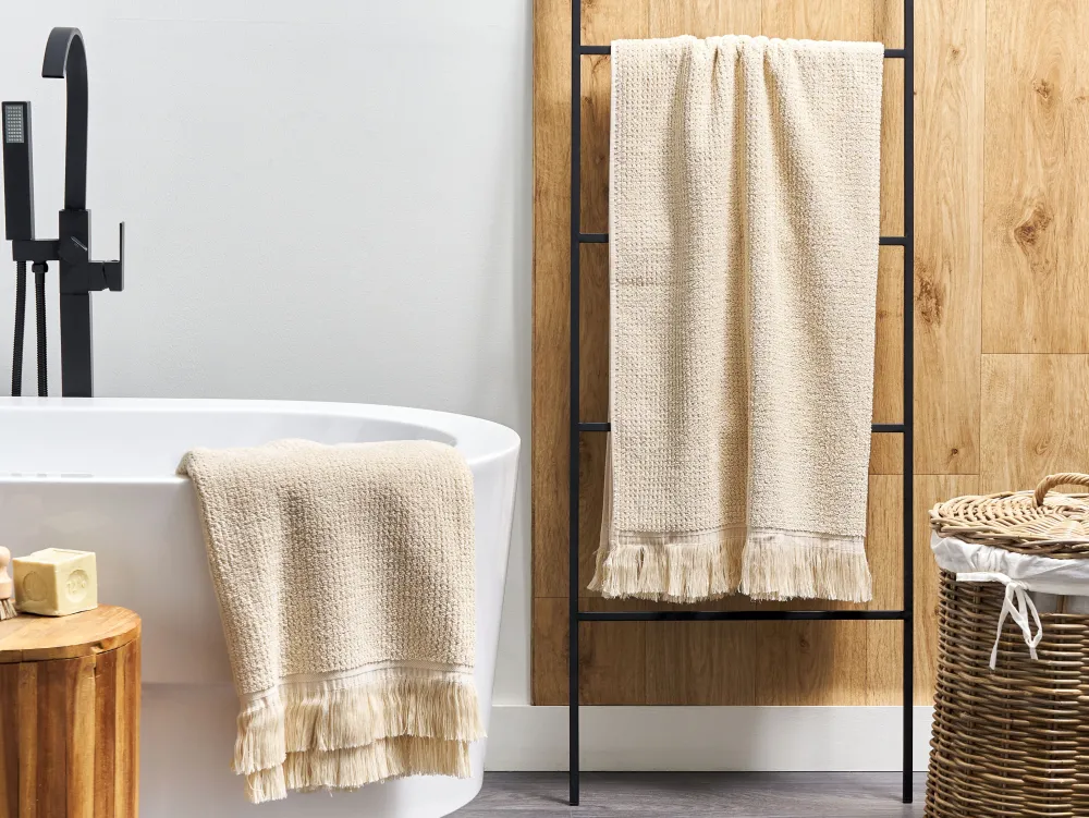 Tekstiilit<Beliani Pyyhesetti Puuvilla Beige 2 Kpl Atiu