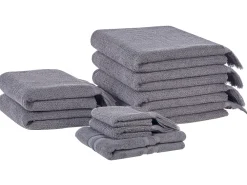 Tekstiilit<Beliani Pyyhesetti Puuvilla Harmaa 9 Kpl Atiu