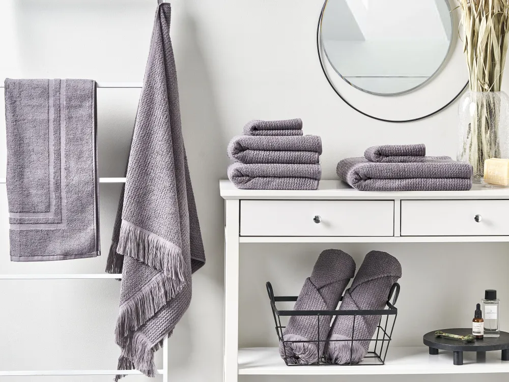 Tekstiilit<Beliani Pyyhesetti Puuvilla Harmaa 9 Kpl Atiu