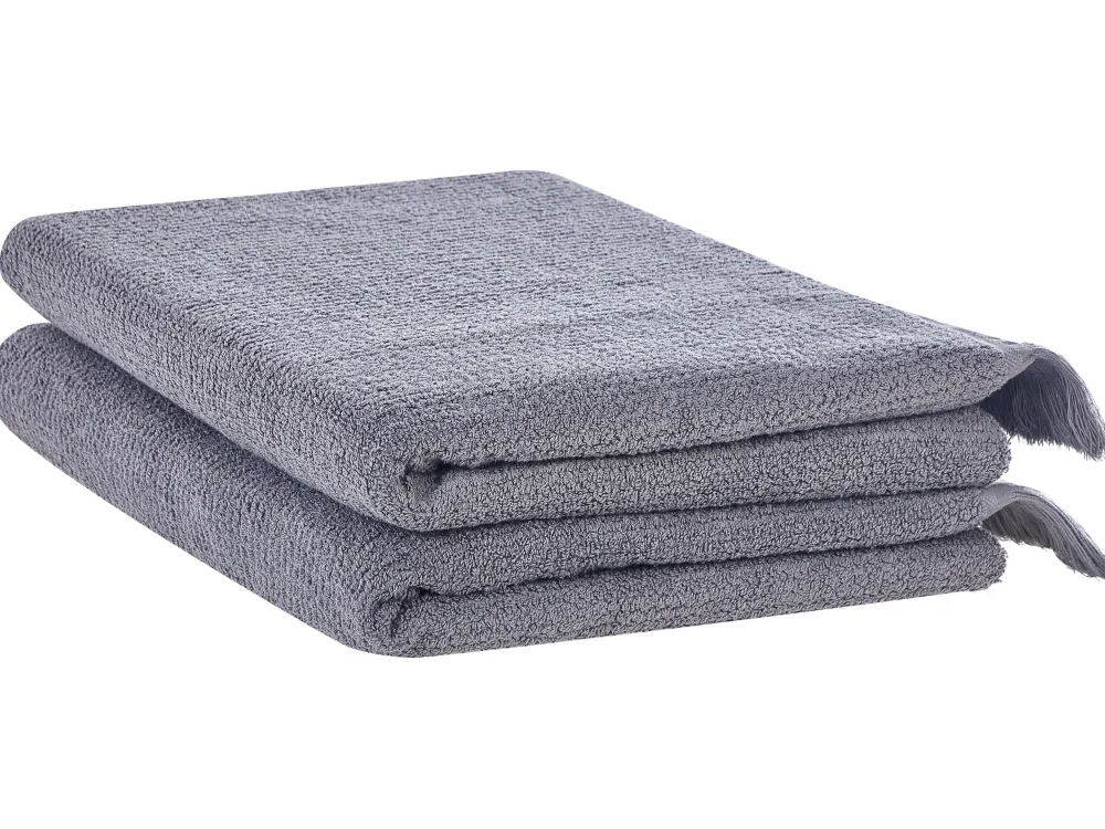 Tekstiilit<Beliani Pyyhesetti Puuvilla Harmaa 2 Kpl Atiu