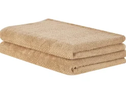 Tekstiilit<Beliani Pyyhesetti Puuvilla Hiekanruskea 2 Kpl Mitiaro