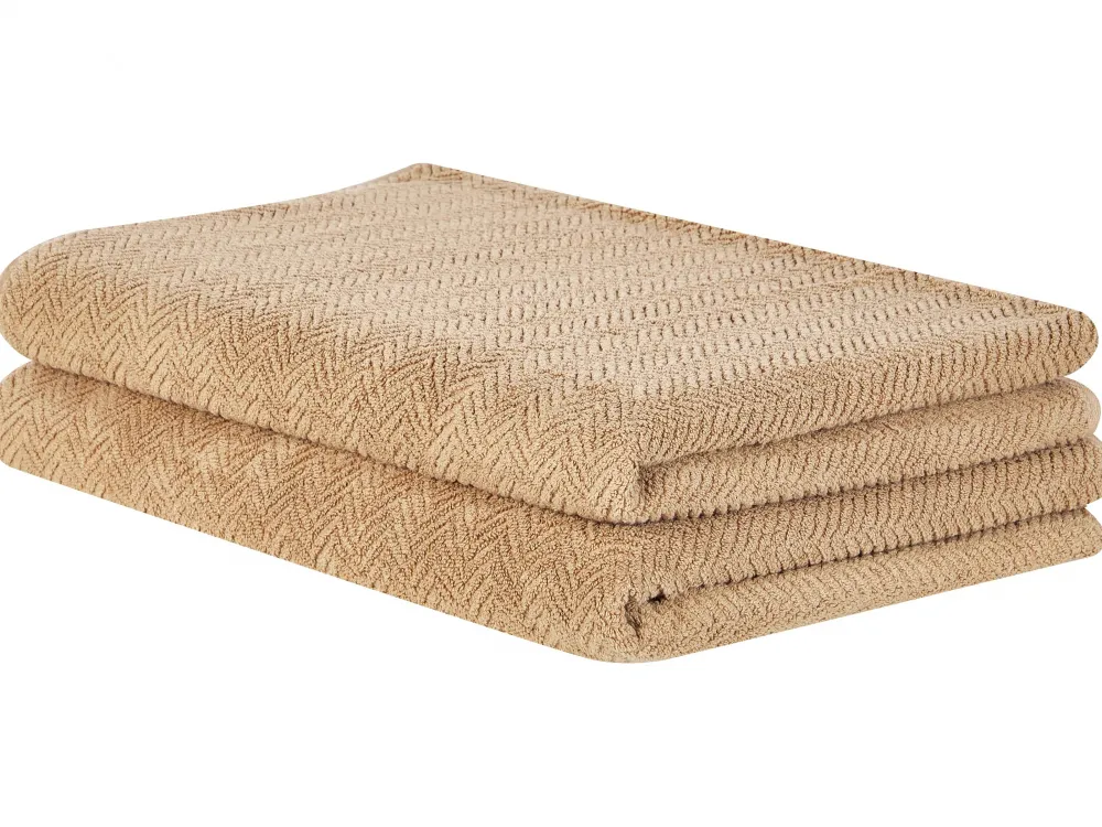 Tekstiilit<Beliani Pyyhesetti Puuvilla Hiekanruskea 2 Kpl Mitiaro