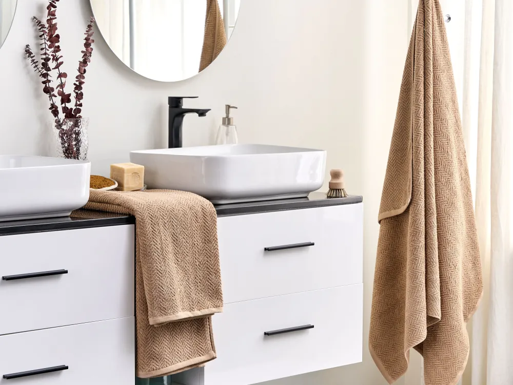 Tekstiilit<Beliani Pyyhesetti Puuvilla Hiekanruskea 2 Kpl Mitiaro