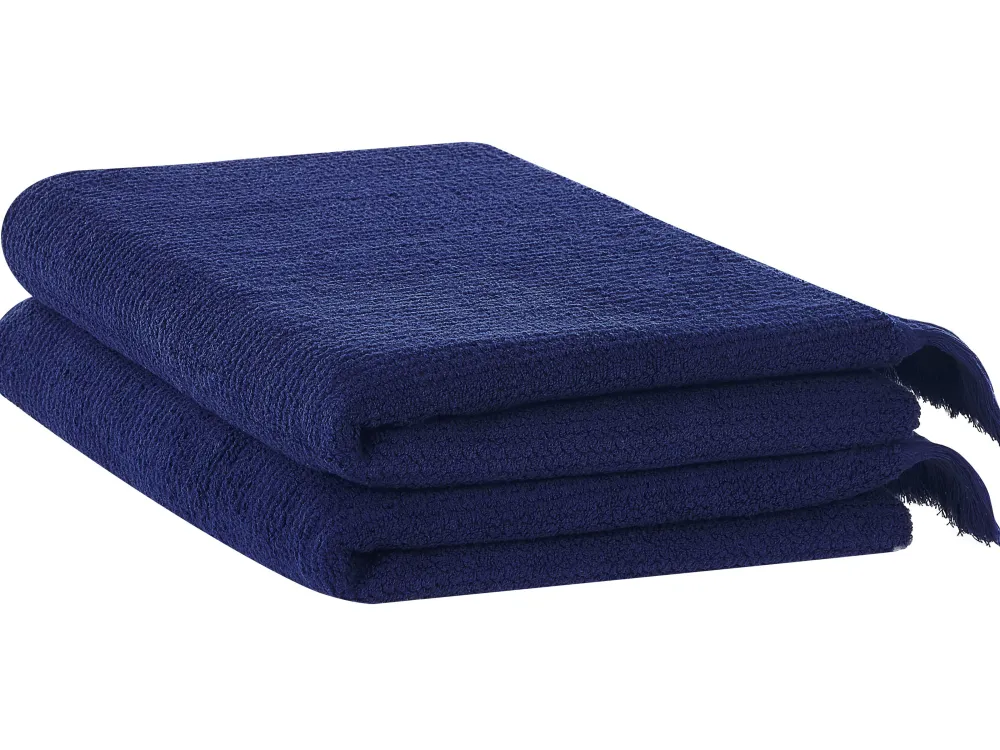 Online Beliani Pyyhesetti Puuvilla Laivastonsininen 2 Kpl Atiu