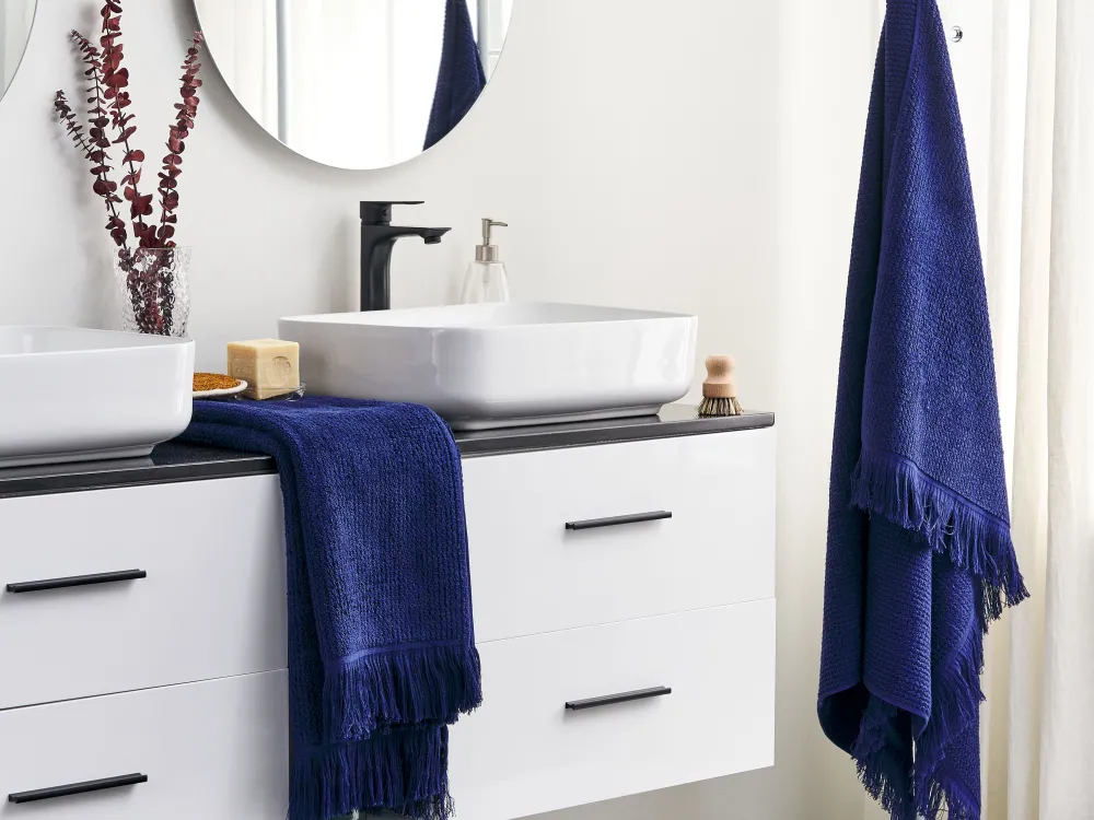 Online Beliani Pyyhesetti Puuvilla Laivastonsininen 2 Kpl Atiu