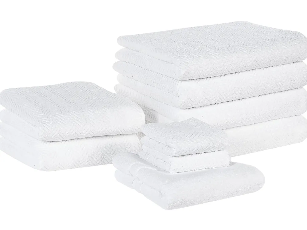 Hot Beliani Pyyhesetti Puuvilla Valkoinen 9 Kpl Mitiaro