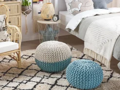 Discount Beliani Rahi Puuvilla Beige/Vaaleansininen 50 Cm Conrad