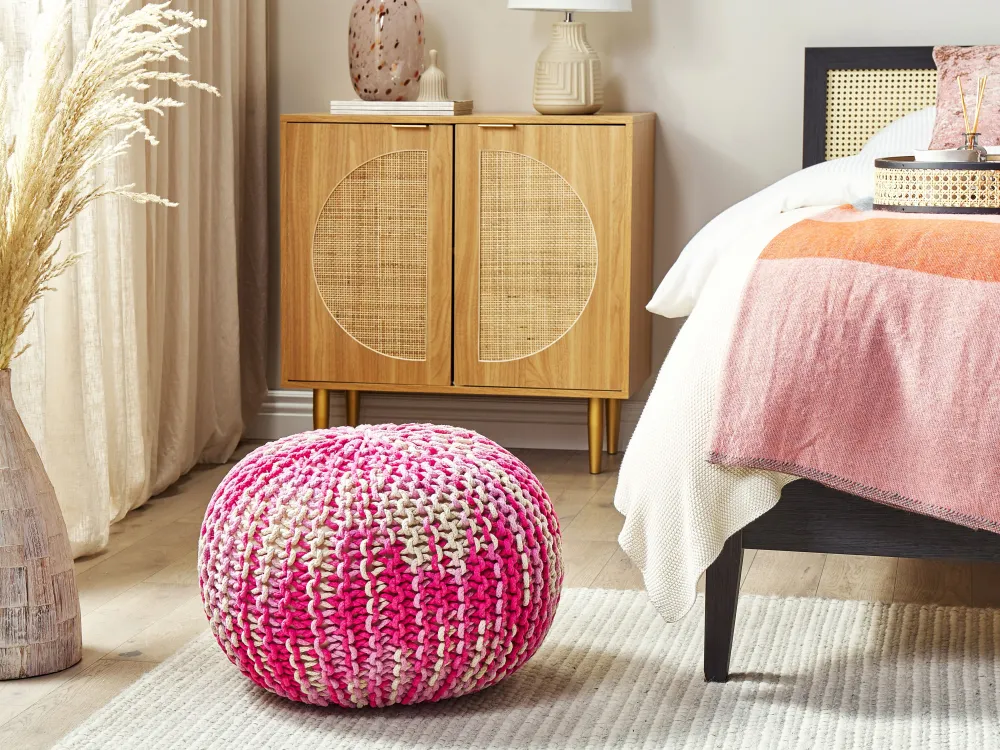 Shop Beliani Rahi Puuvilla Valkoinen/Vaaleanpunainen 50 Cm Conrad