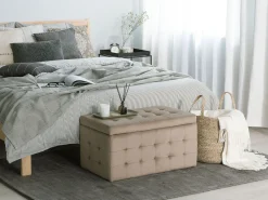 Säilytys<Beliani Rahi Sametti Säilytystila Vaaleanruskea 72 X 42 Cm Michigan