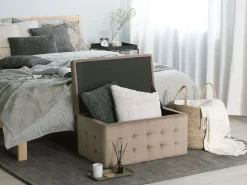 Säilytys<Beliani Rahi Sametti Säilytystila Vaaleanruskea 72 X 42 Cm Michigan