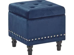 New Beliani Rahi Sametti Säilytystila Tummansininen 37 X 37 Cm Loretto