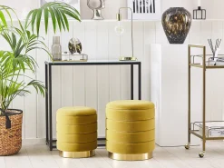 Säilytys<Beliani Rahi Sametti Säilytystila Sinapinkeltainen 2 Kpl Garland