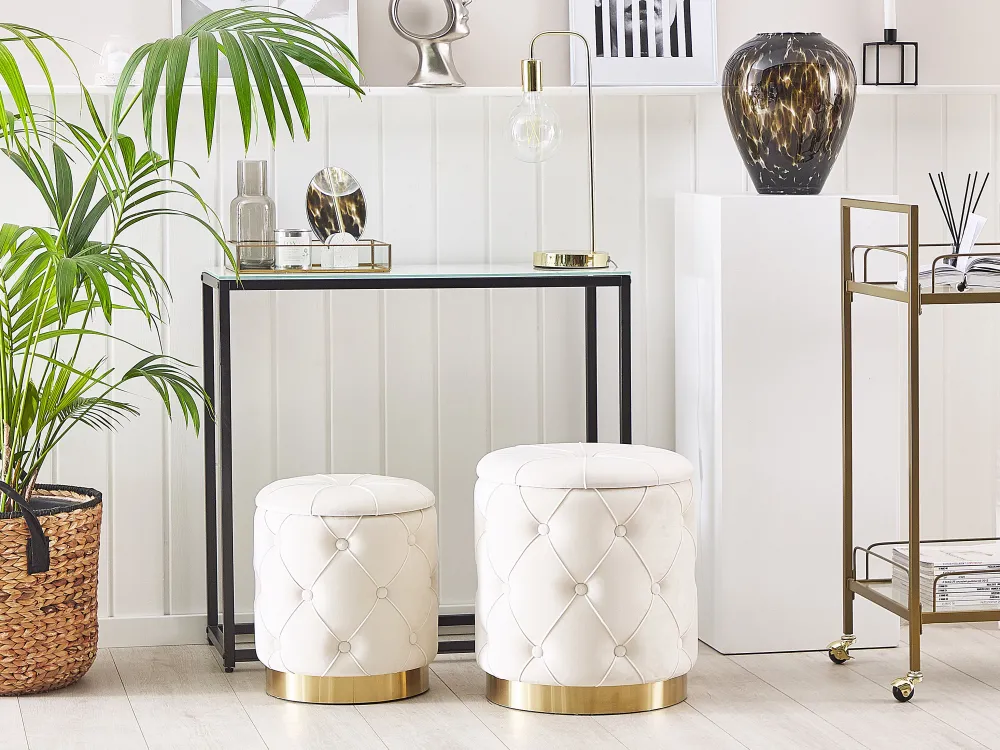 Hot Beliani Rahi Sametti Säilytystila Valkoinen 2 Kpl Pueblo