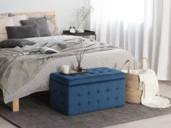 Cheap Beliani Rahi Sametti Säilytystila Tummansininen 72 X 42 Cm Michigan