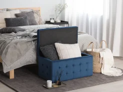 Cheap Beliani Rahi Sametti Säilytystila Tummansininen 72 X 42 Cm Michigan