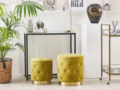 Säilytys<Beliani Rahi Sametti Säilytystila Sinapinkeltainen 2 Kpl Pueblo