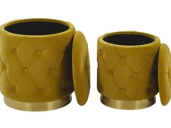 Säilytys<Beliani Rahi Sametti Säilytystila Sinapinkeltainen 2 Kpl Pueblo