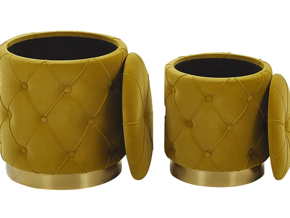 Säilytys<Beliani Rahi Sametti Säilytystila Sinapinkeltainen 2 Kpl Pueblo