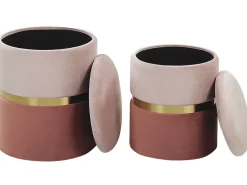 Säilytys<Beliani Rahi Sametti Säilytystila Vaaleanpunainen 2 Kpl Wichita