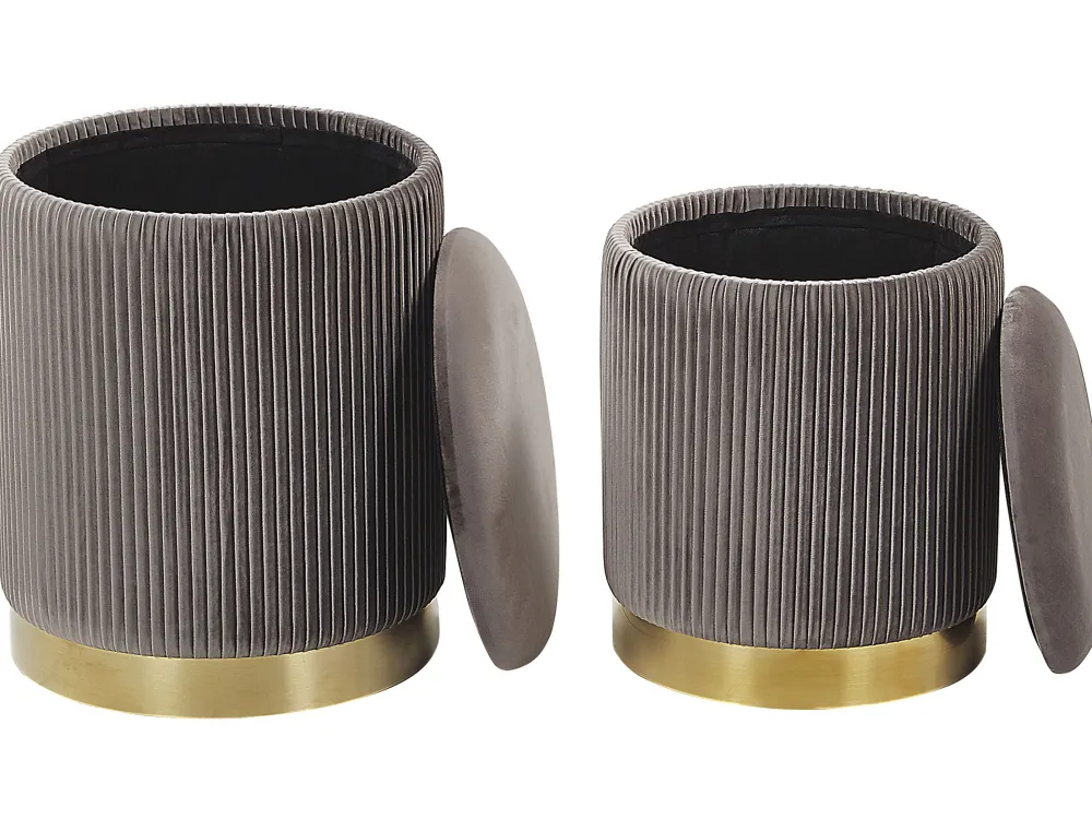 Hot Beliani Rahi Sametti Säilytystila Harmaa 2 Kpl Miramar