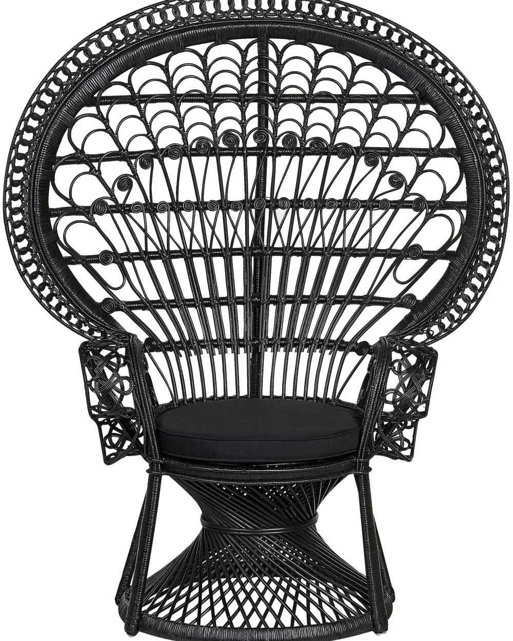 Ulkokalusteet<Beliani Riikinkukkotuoli Rottinki Musta Emmanuelle