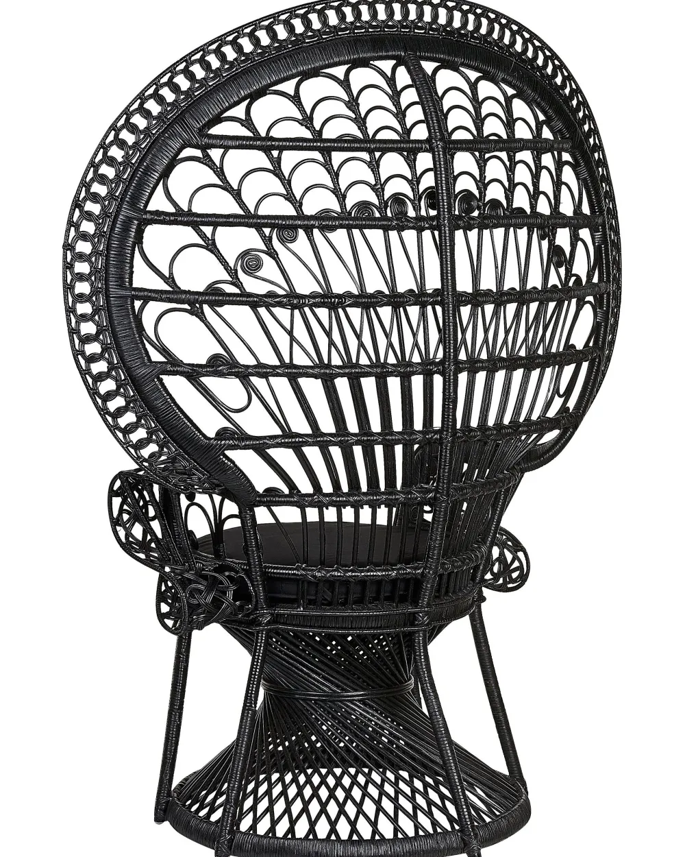 Ulkokalusteet<Beliani Riikinkukkotuoli Rottinki Musta Emmanuelle