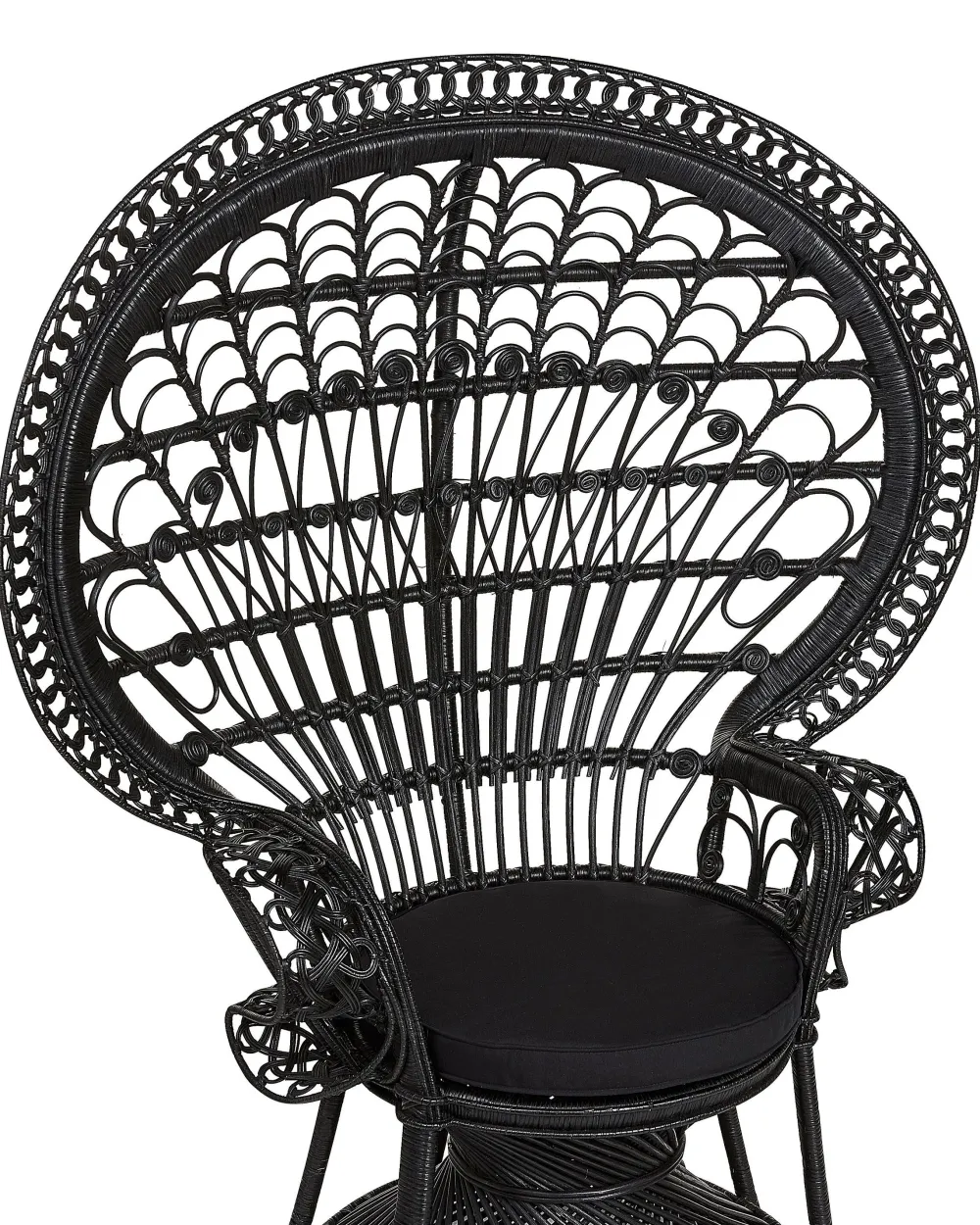 Ulkokalusteet<Beliani Riikinkukkotuoli Rottinki Musta Emmanuelle