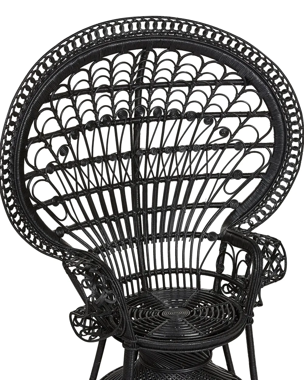 Ulkokalusteet<Beliani Riikinkukkotuoli Rottinki Musta Emmanuelle