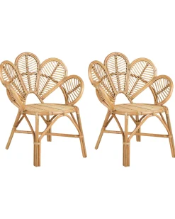 Tuolit<Beliani Riikinkukkotuoli Rottinki Luonnonvari 2 Kpl Florentine Ii