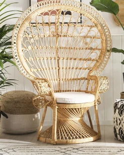 Tuolit<Beliani Riikinkukkotuoli Rottinki Luonnonvari Emmanuelle