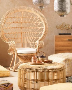 Tuolit<Beliani Riikinkukkotuoli Rottinki Luonnonvari Emmanuelle