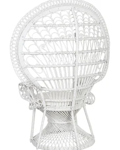 Tuolit<Beliani Riikinkukkotuoli Rottinki Valkoinen Emmanuelle