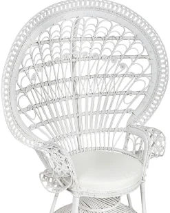 Tuolit<Beliani Riikinkukkotuoli Rottinki Valkoinen Emmanuelle