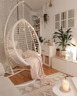 Nojatuolit<Beliani Riipputuoli Jalustalla Polyrottinki Valkoinen Fano