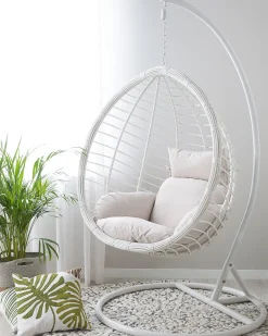 Nojatuolit<Beliani Riipputuoli Jalustalla Polyrottinki Valkoinen Fano