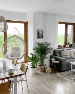 Nojatuolit<Beliani Riipputuoli Jalustalla Polyrottinki Valkoinen Fano