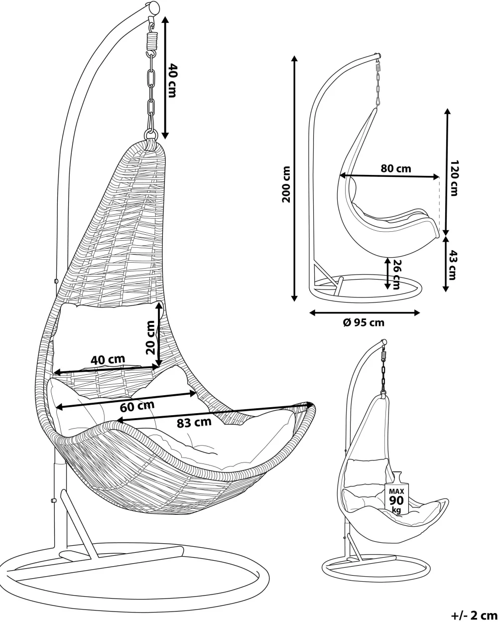 New Beliani Riipputuoli Jalustalla Polyrottinki Luonnonvari Atri Ii