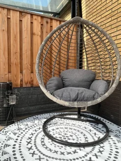 Cheap Beliani Riipputuoli Jalustalla Polyrottinki Harmaa Tollo