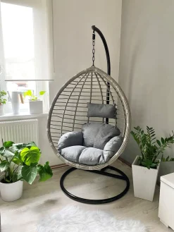 Cheap Beliani Riipputuoli Jalustalla Polyrottinki Harmaa Tollo