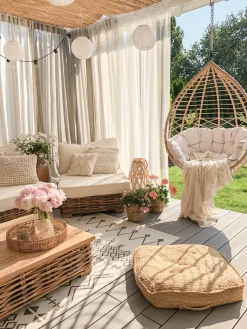 Nojatuolit<Beliani Riipputuoli Jalustalla Polyrottinki Luonnonvari Arsita