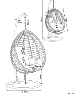 Nojatuolit<Beliani Riipputuoli Jalustalla Polyrottinki Musta Tollo