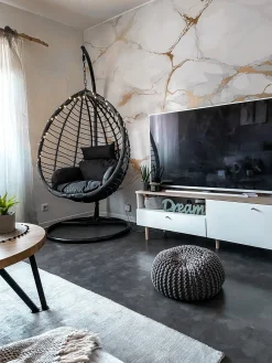 Nojatuolit<Beliani Riipputuoli Jalustalla Polyrottinki Musta Tollo