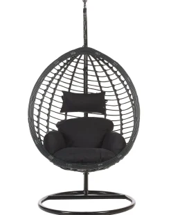 Nojatuolit<Beliani Riipputuoli Jalustalla Polyrottinki Musta Tollo