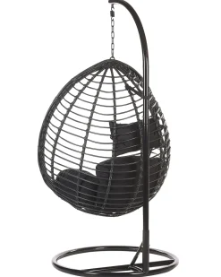 Nojatuolit<Beliani Riipputuoli Jalustalla Polyrottinki Musta Tollo