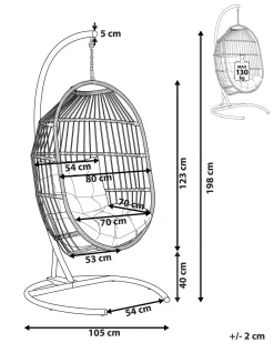 Nojatuolit<Beliani Riipputuoli Jalustalla Polyrottinki Tummanharmaa Sesia