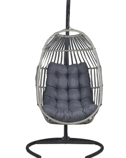 Nojatuolit<Beliani Riipputuoli Jalustalla Polyrottinki Tummanharmaa Sesia