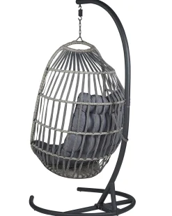 Nojatuolit<Beliani Riipputuoli Jalustalla Polyrottinki Tummanharmaa Sesia