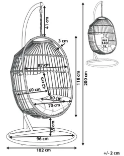 Nojatuolit<Beliani Riipputuoli Jalustalla Polyrottinki Luonnonvari Alba